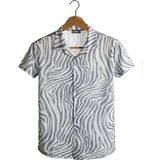 Terapi Men 21Y-4300594-06 Kısa Kollu Pamuklu Desenli Slim Fit Apaş Yaka Erkek Gömlek