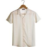 Terapi Men 21Y-4300594-07 Bej Kısa Kollu Pamuklu Etnik Desenli Slim Fit Apaş Yaka Erkek Gömlek