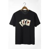 Terapi Men 22Y-3400762-2 İskambil Kağıdı Baskılı Bisiklet Yaka Oversize Erkek T-Shirt