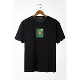 Terapi Men 22Y-3400762-64 Siyah Bisiklet Yaka Önü Smiley Baskılı Oversize Erkek T-shirt