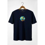 Terapi Men 22Y-3400762-67 Bisiklet Yaka Önü Scooter Baskılı Oversize Lacivert Erkek T-shirt