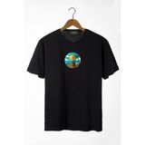 Terapi Men 22Y-3400762-67 Siyah Bisiklet Yaka Önü Scooter Baskılı Oversize Erkek T-shirt