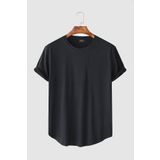 Terapi Men Erkek Antrasit Kolları Katlı Oval Kesim Cepsiz Bisiklet Yaka T-Shirt