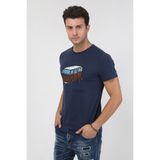 Terapi Men Erkek Baskılı Slim Fit Bisiklet Yaka T-Shirt 20K-3400627-1 Lacivert