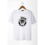 Terapi Men Erkek Beyaz Aslan Baskılı Bisiklet Yaka Oversize Rahat Kalıp Basic T-Shirt 22Y-3400761-2
