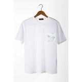 Terapi Men Erkek Beyaz Bisiklet Yaka Cepli Oversize T-Shirt 22Y-3400762-44
