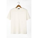 Terapi Men Erkek Bisiklet Yaka Oversize Rahat Kalıp Basic T-Shirt 22Y-3400761-1 Ekru - XS