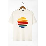 Terapi Men Erkek Ekru Güneş Baskılı Bisiklet Yaka Oversize T-Shirt 22Y-3400762-1