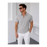 Terapi Men ERKEK GRİ YARIM FERMUARLI POLO YAKA T-SHİRT