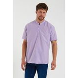 Terapi Men Erkek Hakim Yaka Yarım Patlı Ekoseli Kısa Kollu Slim Fit Gömlek Sg-K 21Y-4300602-1 - Mor