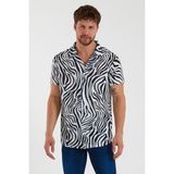 Terapi Men Erkek Kısa Kollu Pamuklu Desenli Slim Fit Apaş Yaka Gömlek 21Y-4300594-09 - Siyah