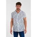 Terapi Men Erkek Kısa Kollu Pamuklu Desenli Slim Fit Apaş Yaka Gömlek 21Y-4300594-09 - XL - Gri