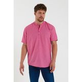 Terapi Men Erkek Koyu Hakim Yaka Yarım Patlı Ekoseli Kısa Kollu Slim Fit Gömlek Sg-K 21Y-4300602-1 - Koyu Pembe