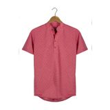Terapi Men Erkek Koyu Kırmızı Hakim Yaka Yarım Patlı Ekoseli Kısa Kollu Slim Fit Gömlek