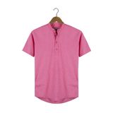 Terapi Men Erkek Koyu Pembe Hakim Yaka Yarım Patlı Ekoseli Kısa Kollu Slim Fit Gömlek