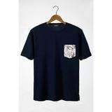 Terapi Men Erkek Lacivert Bisiklet Yaka Cepli Oversize T-Shirt 22Y-3400762-22 - 2XL