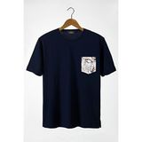 Terapi Men Erkek Lacivert Bisiklet Yaka Cepli Oversize T-Shirt 22Y-3400762-22