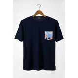 Terapi Men Erkek Lacivert Bisiklet Yaka Cepli Oversize T-Shirt 22Y-3400762-33 - 2XL