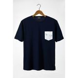 Terapi Men Erkek Lacivert Bisiklet Yaka Cepli Oversize T-Shirt 22Y-3400762-44