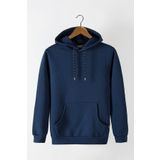 Terapi Men Erkek Lacivert Kapüşonlu Kanguru Cepli Basic Hoodie Sweatshirt