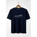Terapi Men Erkek Lacivert Önü Atatürk Imza Baskılı Bisiklet Yaka Oversize T-Shirt 22Y-3400762-55 - 2XL