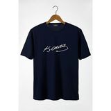 Terapi Men Erkek Lacivert Önü Atatürk Imza Baskılı Bisiklet Yaka Oversize T-Shirt 22Y-3400762-55