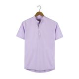 Terapi Men Erkek Mor Hakim Yaka Yarım Patlı Ekoseli Kısa Kollu Slim Fit Gömlek
