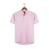 Terapi Men Erkek Pembe Hakim Yaka Yarım Patlı Dik Çizgili Kısa Kollu Slim Fit Gömlek