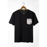 Terapi Men Erkek Siyah Bisiklet Yaka Cepli Oversize T-Shirt 22Y-3400762-22