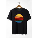 Terapi Men Erkek Siyah Güneş Baskılı Bisiklet Yaka Oversize T-Shirt 22Y-3400762-1