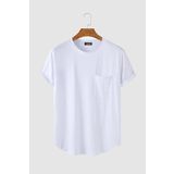 Terapi Men Erkek Yuvarlak Yaka Oval Kesim Cepli Basic T-Shirt Beyaz
