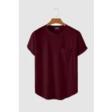 Terapi Men Erkek Yuvarlak Yaka Oval Kesim Cepli Basic T-Shirt Bordo