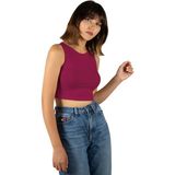 Terapi Men Kadın Fuşya Fitted/vücuda Oturan Crop Halter Yaka Fitilli Esnek Örme Bluz Atlet 23K-TRP-CRP06