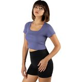 Terapi Men Kadın Mor Havuz Yaka Fitted/vücuda Oturan Kısa Kol Crop Tişört 23K-TRP-CRP04