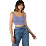 Terapi Men Kadın Mor Ip Askılı Fitted/vücuda Oturan Fitilli Örme Crop Top Bluz 23K-TRP-CRP05