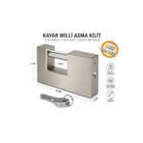 TERAPOL Tera İşyeri Kepenk Kapısı Yassı Kayar Milli Saten Asma Kilit 90 mm 3 Anahtarlı