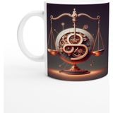 Terazi Burcu Baskılı Kahve Kupası - Zamanın Çarkları Astroloji Mekanizması Vs4 - Renkli