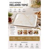 Tercih Home Altın Mermer Desenli Lüx Tepsi Çay Servis Tepsisi Sunum Tepsisi