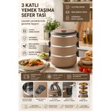 Tercih Home Freshbox 3 Katlı Sızdırmaz Yemek Termosu Sefer Tası 1,8 Lt Kahverengi Özel Seri Pratik Beslenme Kutu