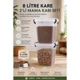 Tercih Home Kedi Köpek Kuru Mama Kum Saklama Kabı Kutusu Seti 8LTx2