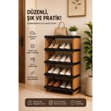 Tercih Home Plastik Raddan 5 Raflı Ayakkabılık Kahverengi 10 Çift Ayakkabı Kapasiteli Sağlam Düzenleyici Raf, Antre & Banyo Organizer
