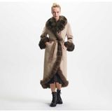 Tergan Bej Tekstil - Kürk Kadın Kürk Kaban - K23KKM320380-Q8A - 2XL - Bej_Q8A