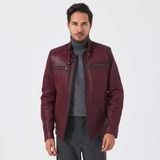 Tergan Bordo Hakiki Deri Erkek Hakiki Deri Mont - E23BDM310543-R4X - Bordo-R4X - 5XL