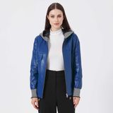 Tergan K23KDM320390-R5X Mavi Deri-Tekstil Kadın Deri Mont