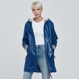 Tergan Mavi Hakiki Deri Kadın Hakiki Deri Trençkot - K22KDM320284-R5X - Mavi-R5X - S