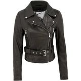 Tergan Siyah Hakiki Deri Kadın Hakiki Deri Biker Mont - K22KDM320292-Q3H - 4XL - Siyah_Q3H