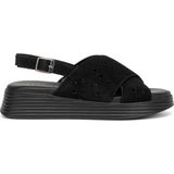 Tergan Siyah Hakiki Süet Deri Kadın Sandalet - K26Y1SN68594-A01 - Siyah_A01