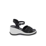 Tergan Siyah Hasır - Deri Kadın Sandalet - K25Y1SN68055-A23