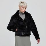 Tergan Siyah Tekstil-Kürk Kadın Kürk Mont - K22KKM320310-R32 - Siyah_R32 - 2XL