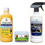 Terlans Lastik Parlatıcı Jel 500 ml - Far ve Kaporta Parlatıcı Çizik Giderici & Pasta Cila 100 ml - Torpido Parlatıcı 500 ml